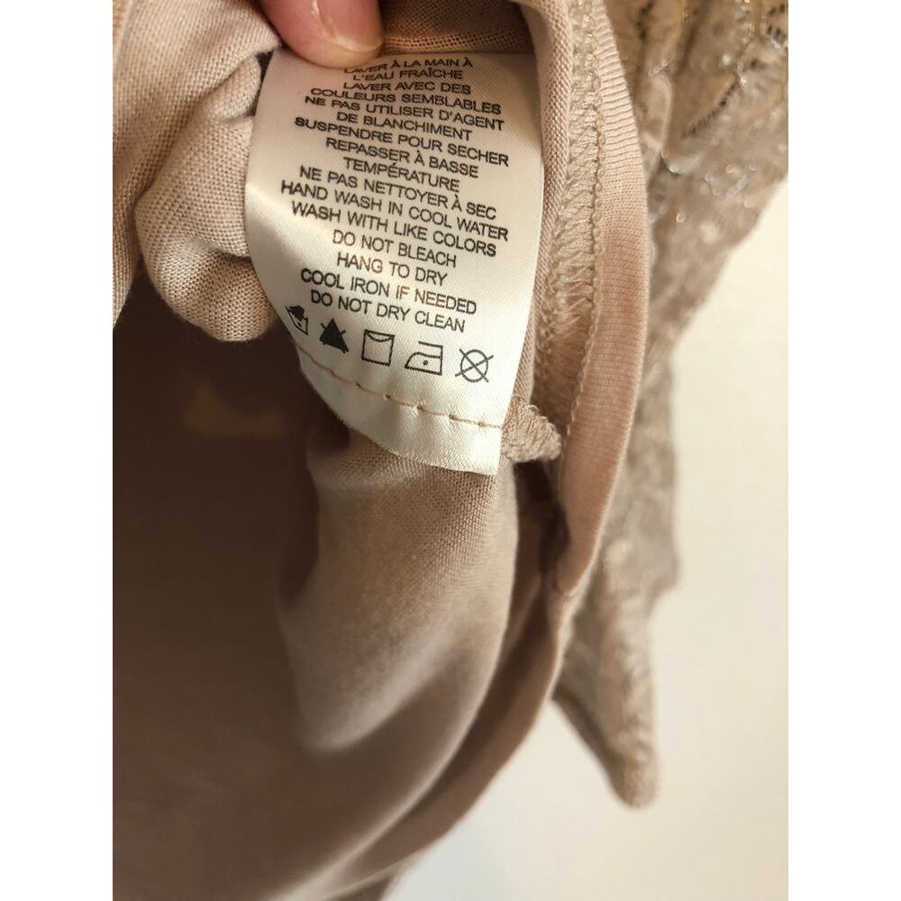 Carolina Belle Montreal Tan Lace Top Ruffled Stretch Bell Sleeves Romantic XL - Picture 9 of 9